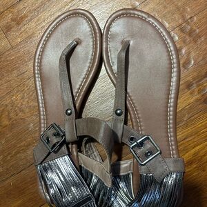Stylish Silver and Brown Women's Sandals